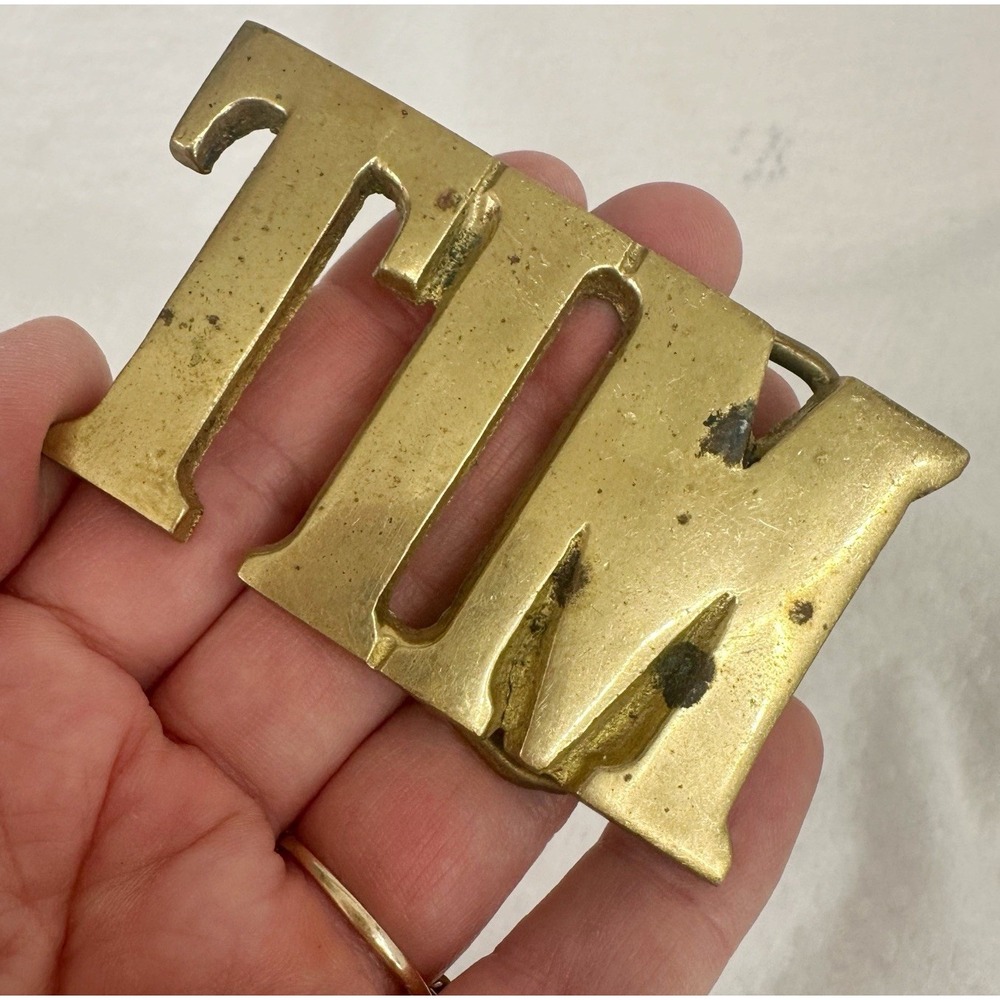 Tim Name Solid Brass Vintage Belt Buckle Taiwan 3" Timothy Timmy